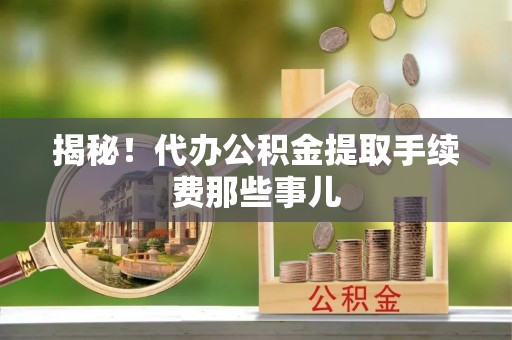 正阳揭秘！代办公积金提取手续费那些事儿